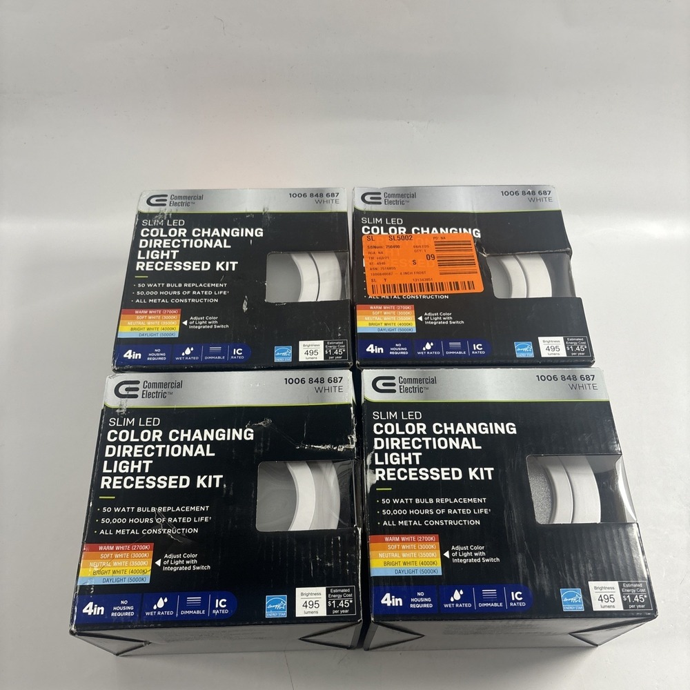 4PK Commerciale Electric 4 in. Selectable Slim LED Directional Recessed Light